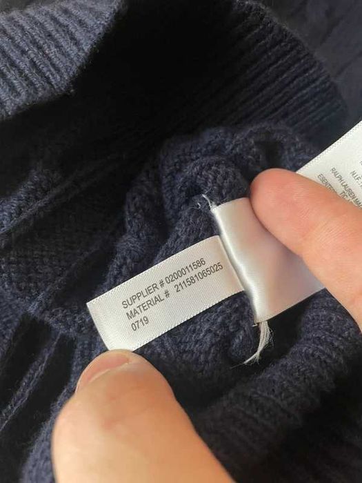 wełniany sweter Ralph Lauren 90% wełna wool navy old money classic