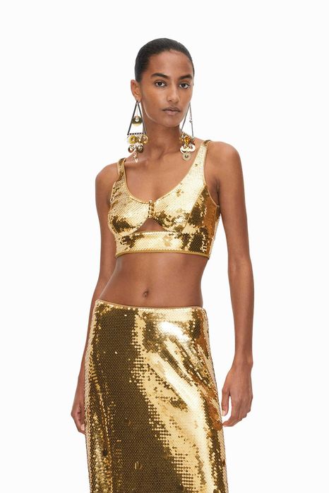 Rabanne H&M top cekinowy złoty elegancki  R. L