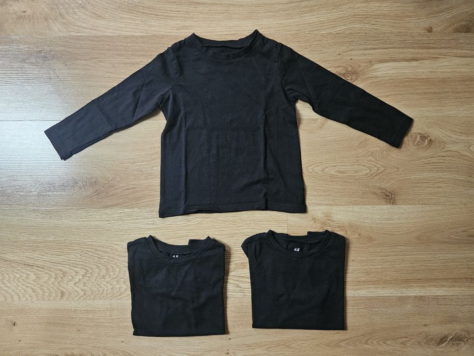 Bluzki dlugi rekaw firmy h&m r.98/104 czarne umisex
