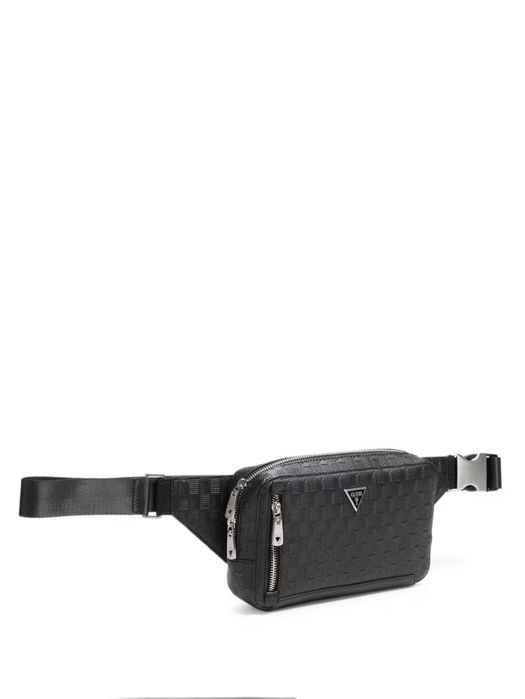 Сумка Guess Мужская черная поясная сумка с узором