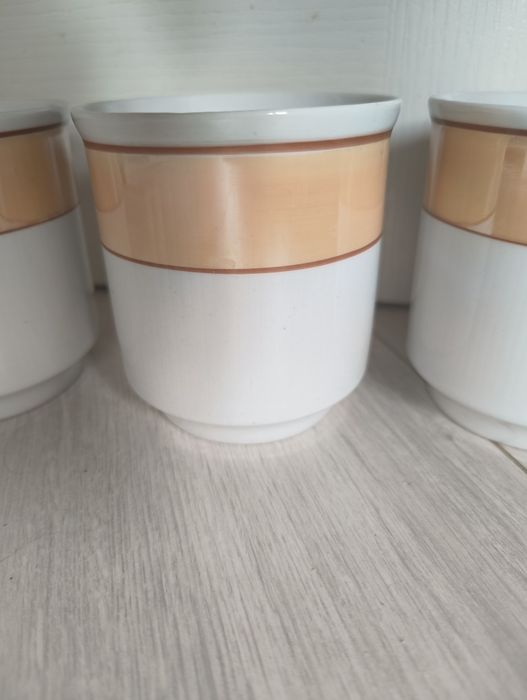 Zestaw 5 kubków porcelanowych chodzież PRL zabytek kolekcjoner