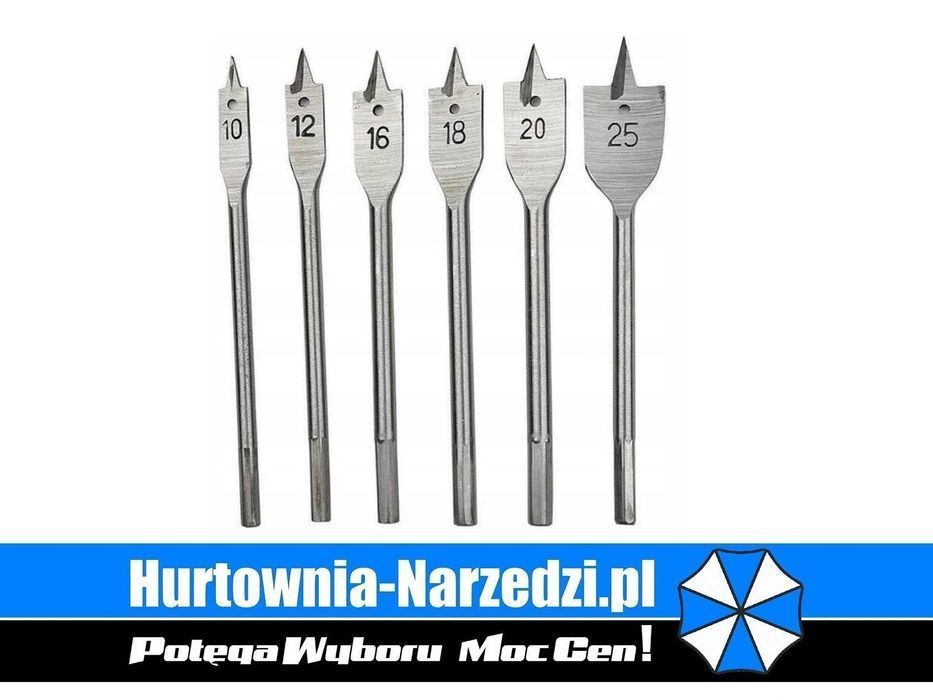 Zestaw wiereł piórowych 10-25mm 6szt wiertła do drewna wiertła piórowe