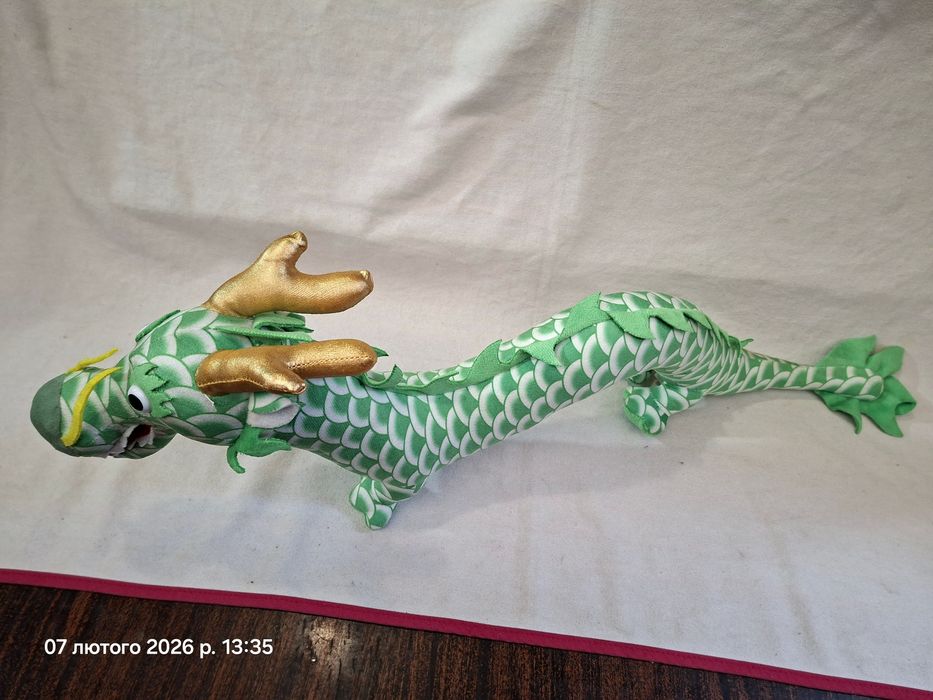 Дракон зеленый мягкая игрушка 45 см дракончик дракоша dragon