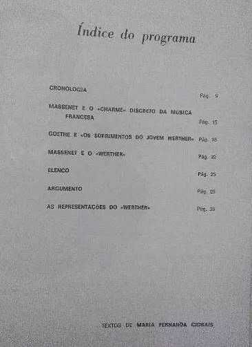 Programa Teatro Nacional de S. Carlos - Werther - 1981