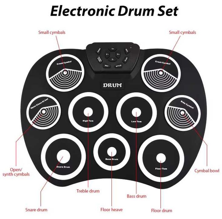 Портативна тренувальна ударна установка G80 (7 "барабанів" + 2 педалі)