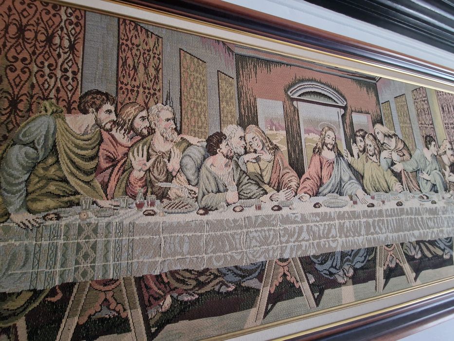 Quadro Grande em Tapeçaria da Última Ceia de Jesus Cristo 177cm x 84cm