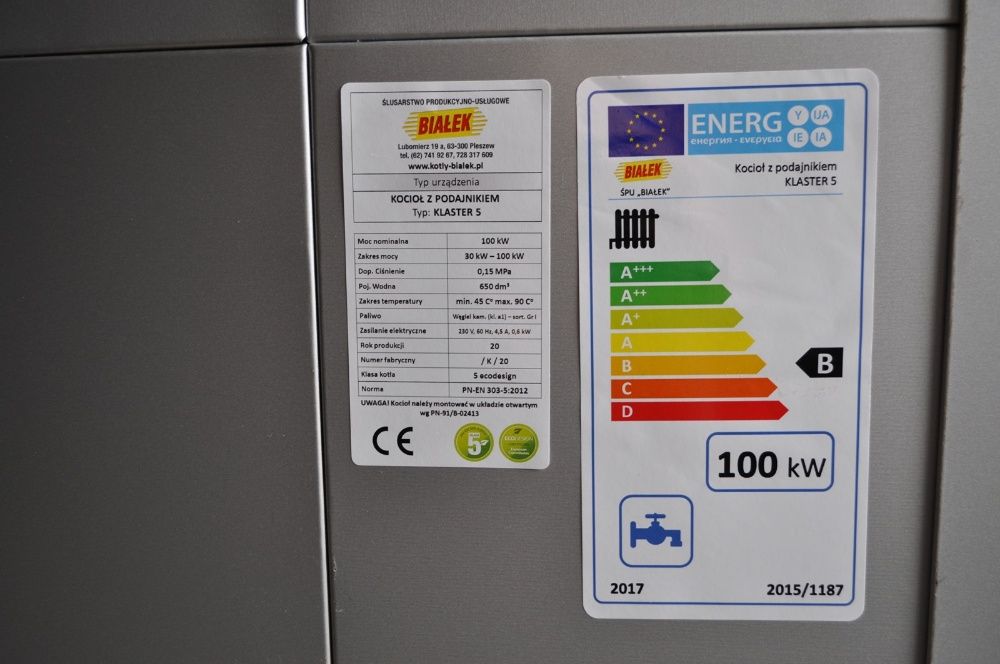 Kocioł 100KW PIEC z podajnikiem na Ekogroszek 5 klasa ECODESIGN