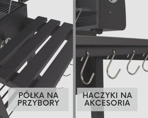 duży grill węglowy. pokrywa z termometrem gw0106