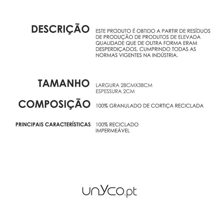 Tabuleiro de Cortiça Reciclada Cork Unyco