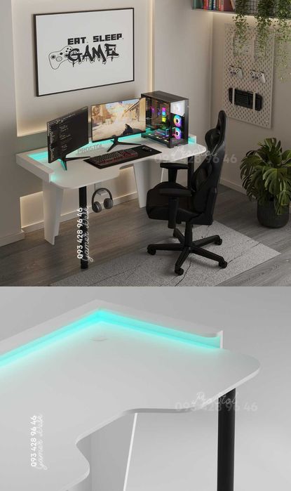 Стол компьютерный с Подсветкой RGB. Геймерський стіл. Стіл для блогера. Стол геймерский. Стіл для ПК. Стіл з RGB | Стол RGB