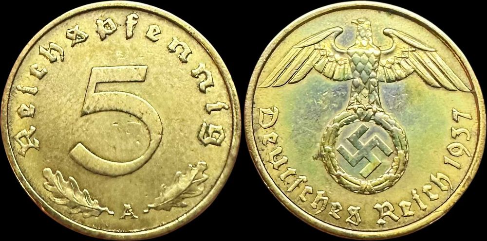 5 Reichspfennig - 1937 - Alemanha - A - Berlim
