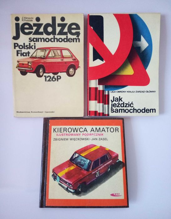 Książki o motoryzacji z okresu PRL-u.