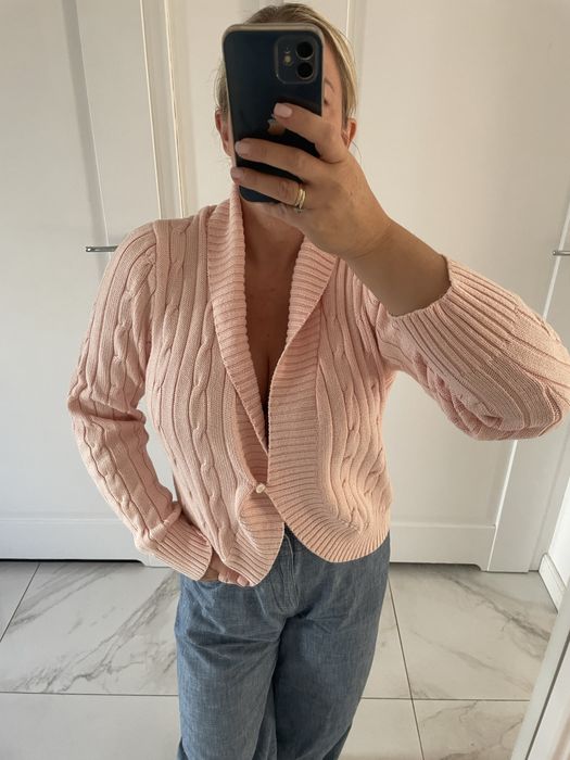 Sweter Chaps by Ralph Lauren kardigan brokatowy