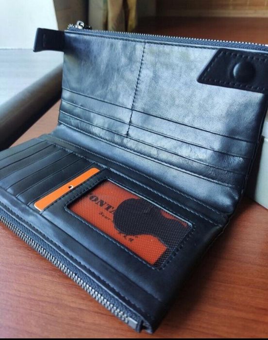 Кожаный женский Кошелек (гаманець) - Шоколад  и Черный