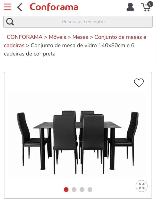 Mesa de vidro com 6 cadeiras