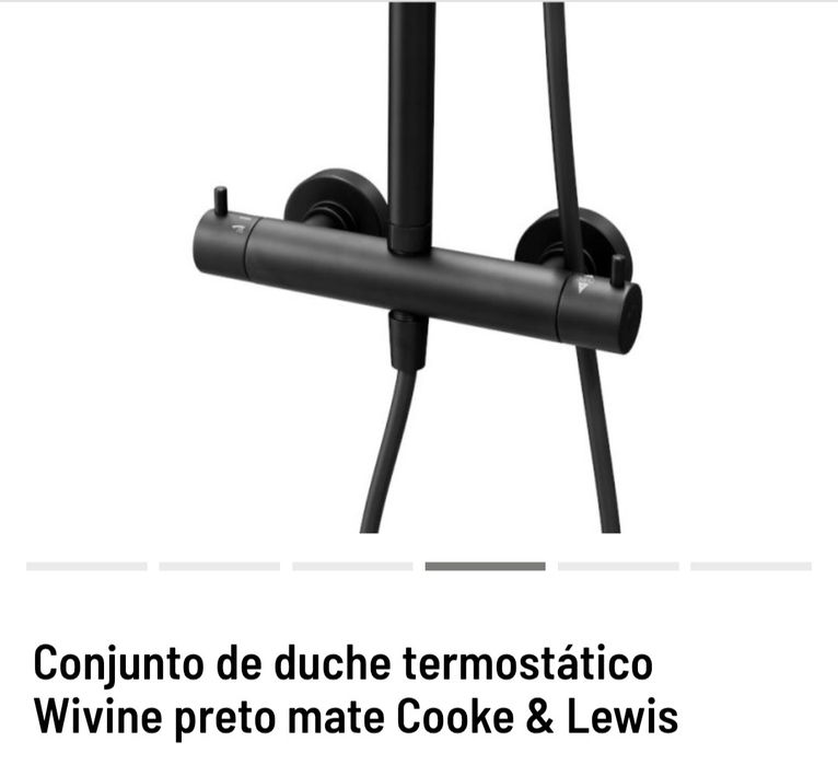 Conjunto de duche termostático Wivine preto mate Cooke & Lewis