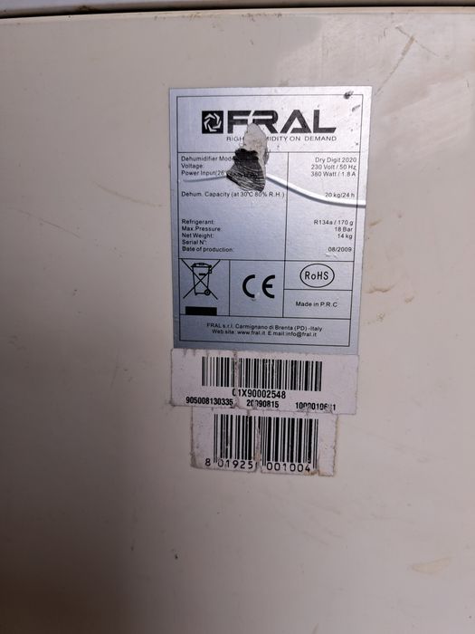 Osuszacz powietrza FRAL Dry Digit 2020