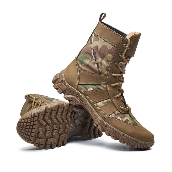 Легкі тактичні чоловічі берці шкіряні + вставки кордура берцы легкие