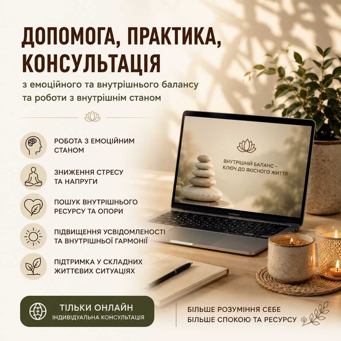 Допомога, практика та консультація з емоційного і внутрішнього балансу та роботи з внутрішнім станом