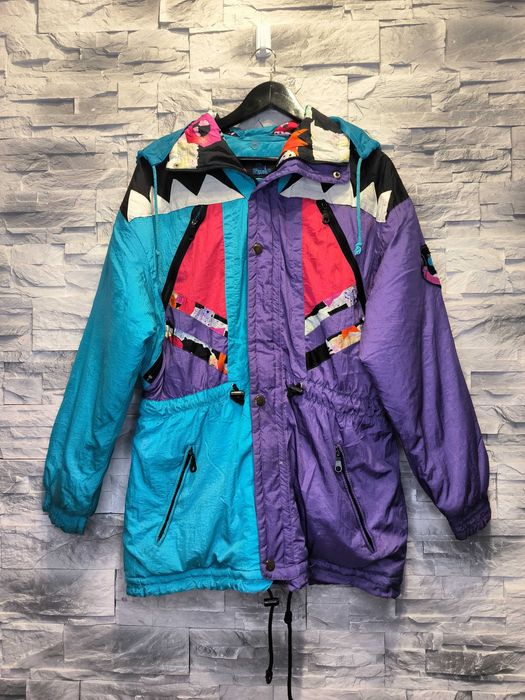 Vintage Kurtka Damska Parka Kolorowa Wzorki Zimowa