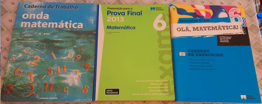 Manuais de matemática do 5º ano, 6ºano, 7ºano, 8ºano e 9ºano
