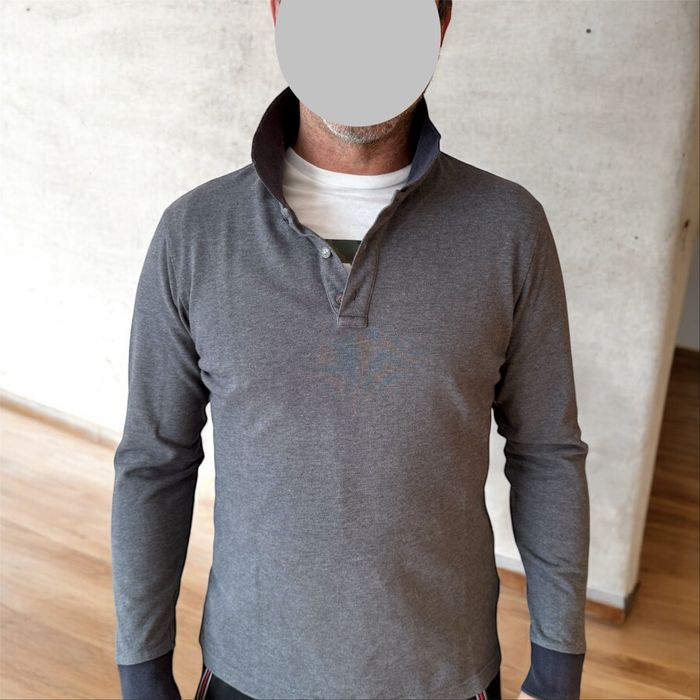 Bluza  koszula z długim rękawem  polo Moncler M szara 100% bawełna