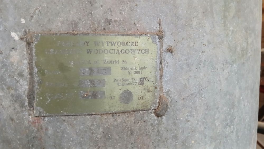 Zbiornik hydrofor, hydroforowy