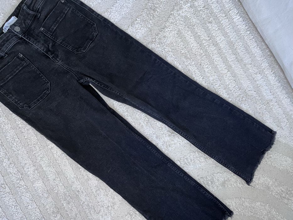 Zara spodnie 3/4 wysoki stan elastyczne strzępione r.40