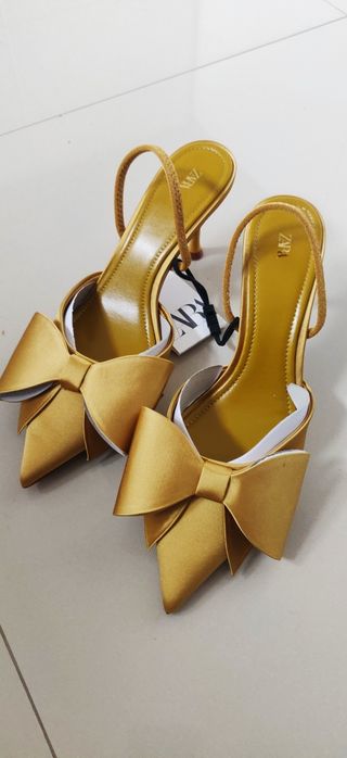 Buty na obcasie szpilki kokarda Zara