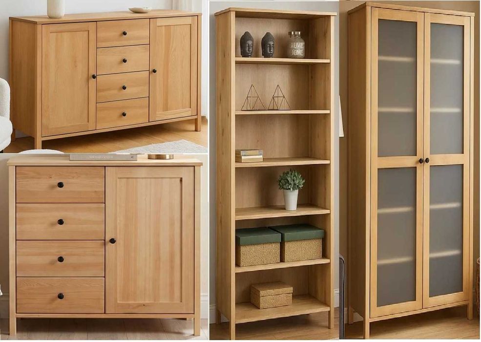 meble drewiane kolekcja prestige 2 komody, witryna, regał