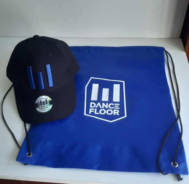 Boné Chapéu Cap Preto Azul + Saco Mochila Novos Dance Floor