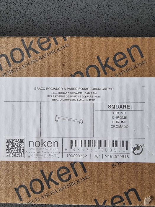 Braço de chuveiro 40cm Neptune Square (Porcelanosa) - NOVO