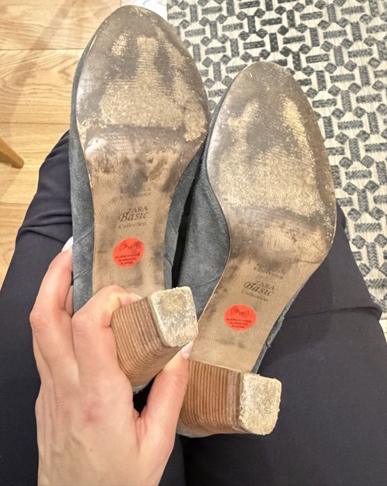 Сапоги замшеві Zara сірі 39 розмір