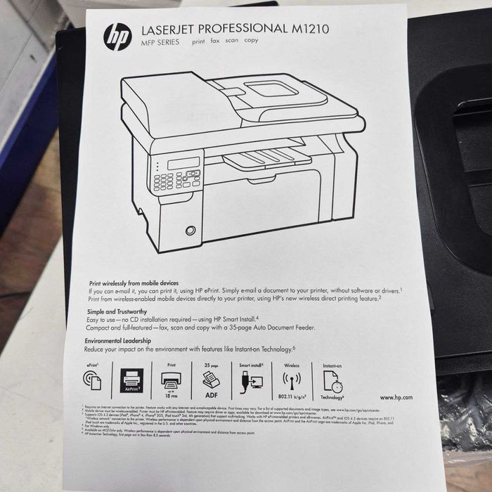 БФП HP LaserJet Pro M1217 nfw Wi-Fi Лазерний принтер сканер МФУ