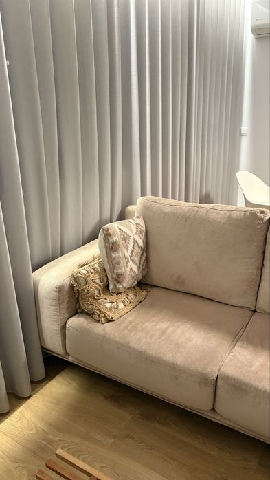 Sofa 3 metros rosa bege novo