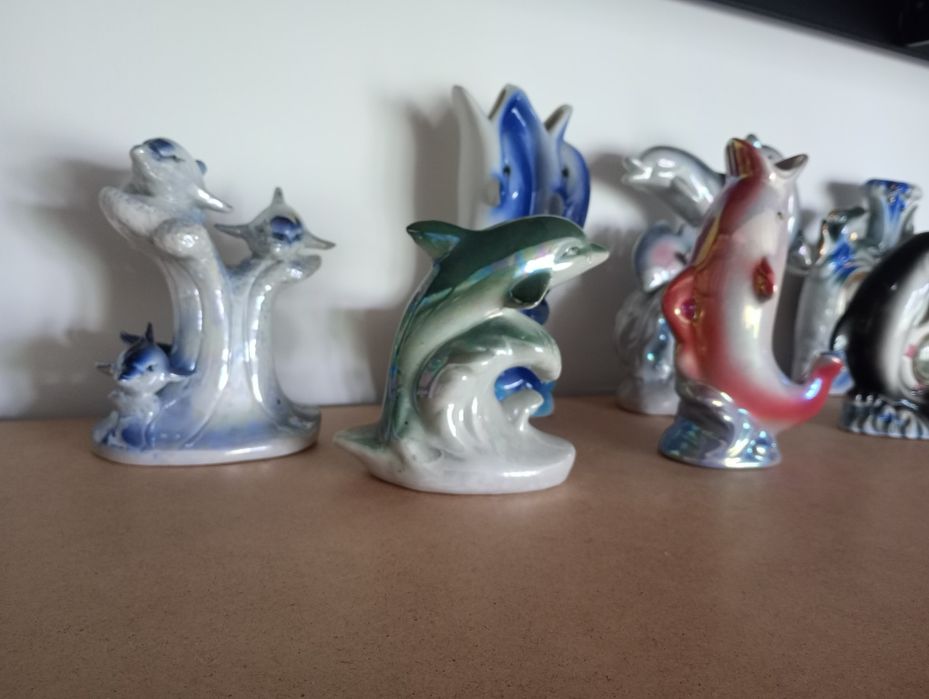 Figurki delfiny porcelana