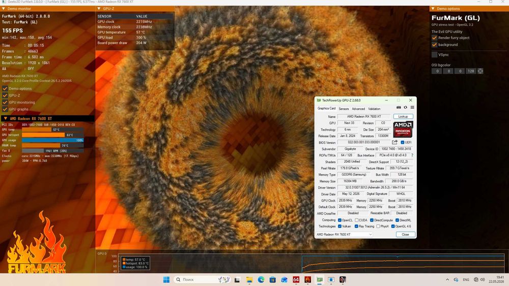 ігрова відеокарта RX7600XT 16GB Gigabyte Gaming OC пломба. Trade-IN