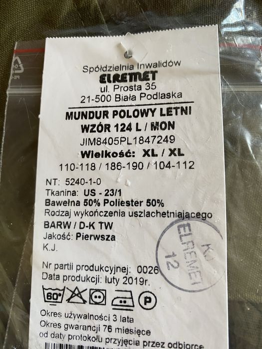 Mundur wojskowy letni XL/XL
