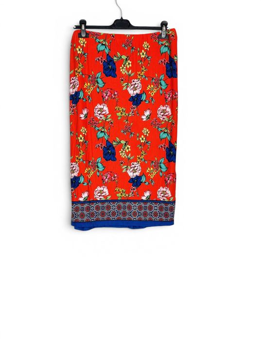 Spódnica Midi Kwiaty Boho Czerwień XL