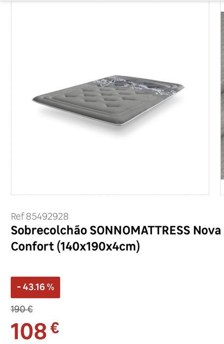 Topper Sobre Colchão SONNOMATTRESS Nova Confort (140x190x4cm)