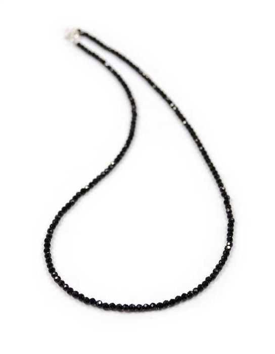 Naszyjnik z naturalnych CZARNYCH TURMALINÓW kulki fasetowane 3mm