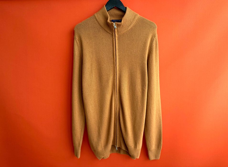 WILLIAM ITALY CASHMERE WOOL Оригінал чоловіча кофта светр на замку реглан гольф розмір L