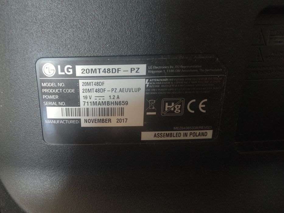 TV LG preta 20polegadas