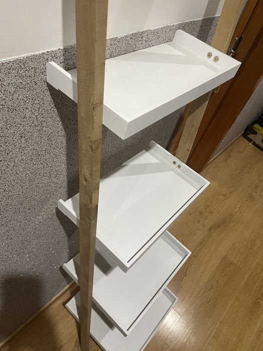 Połka, regał, opierany o scianę, 4 półki, białe, nowoczesne