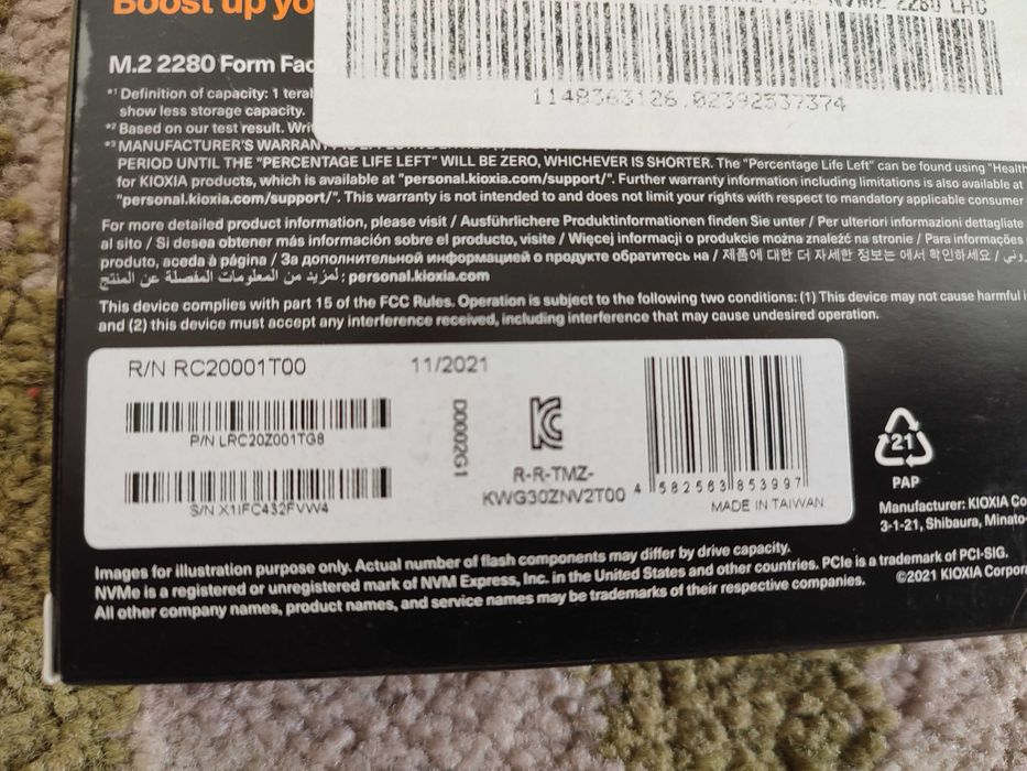 Dysk SSD 1TB Kioxia Exceria G2. NVMe PCIe. + smycz na klucze, itp