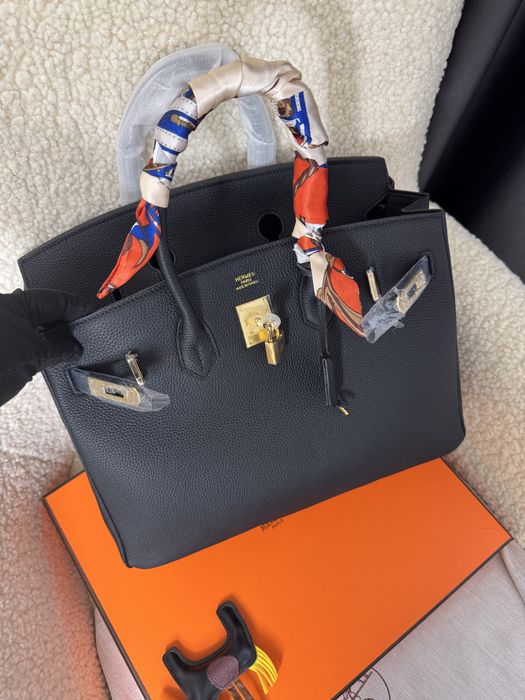Сумка шкіряна в стилі Hermes Birkin розміром 35х28 см