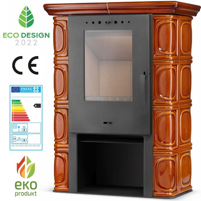 Piec kominek kaflowy koza ELDUR wkład kominkowy miodowy ECODESIGN 11kW