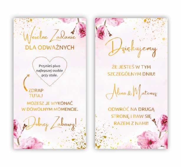 ZDRAPKI WESELNE 150 SZT. Podziękowania dla gości - Różowe Wiśnie Rw2