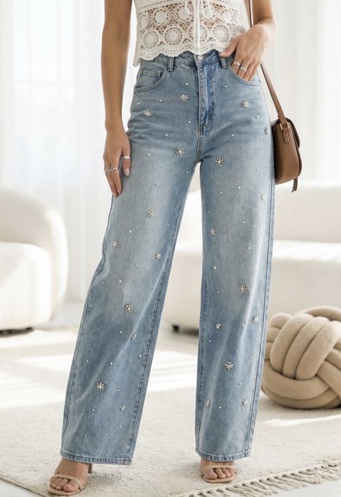 Jeansy spodnie balloon ozdobne hit Premium