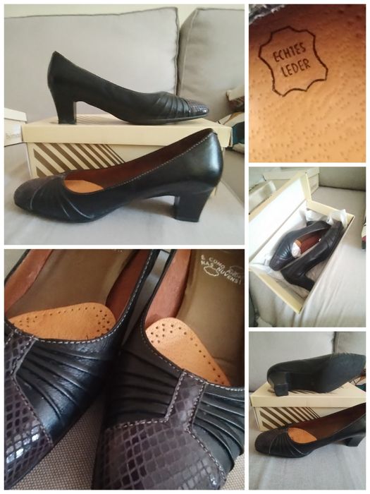 Sapatos de Salto Baixo em pele, "Horas Cómodas" N.º 36
